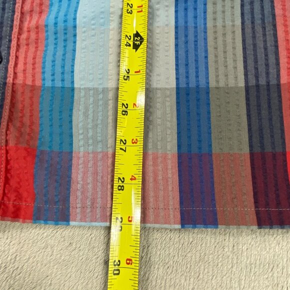 Patagonia Puckerware Shirt Mens Large Blue Red Gray Warm Wear Comfort Button Up - Picture 6 of 11